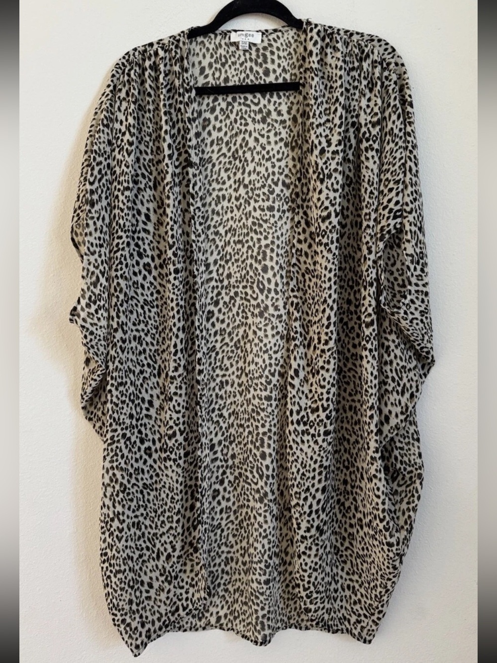 Umgee Leopard Print Boho Open Front Kimono Festival Size Small
